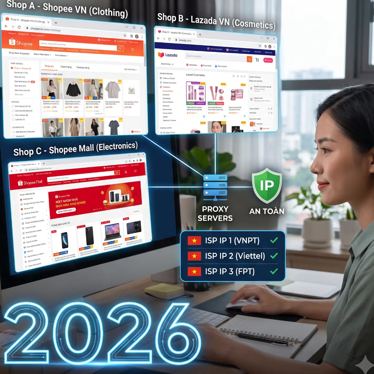 Cách Quản Lý Nhiều Gian Hàng Shopee, Lazada Tránh Trùng IP 2026